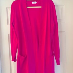 Pink Long cardigan with front pockets